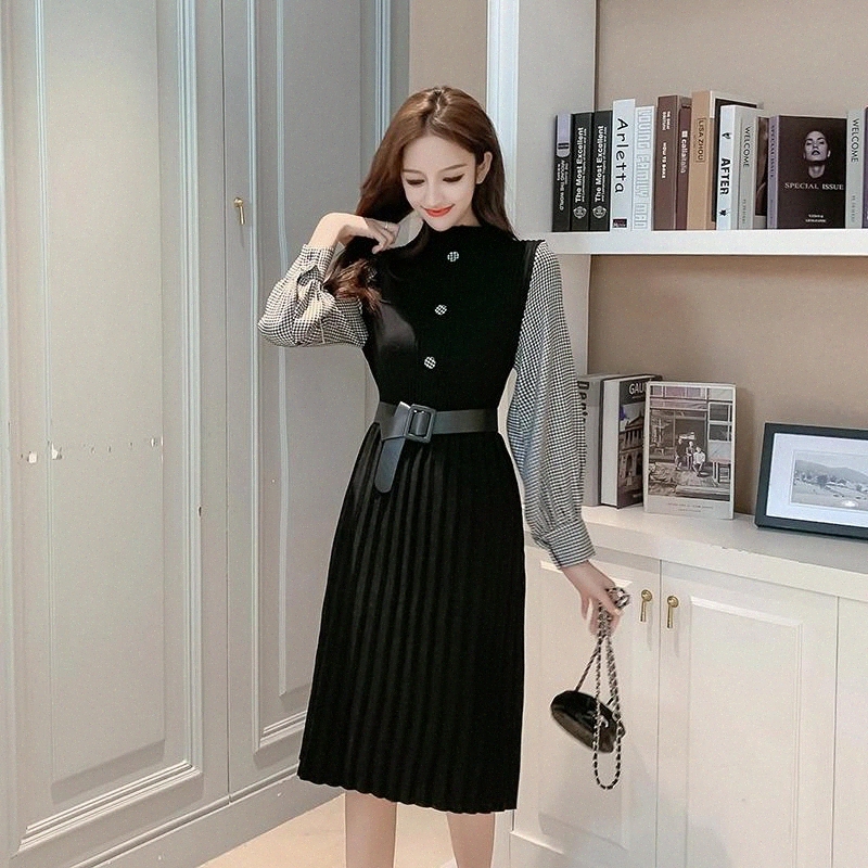 2020 autumn and winter new fashion temperament light mature wind waist slimming stitching lattice sleeve knitted dress women #yB7M, Black;gray
2020 autumn and winter new fashion temperament light mature wind waist slimming stitching lattice sleeve knitted dress women #yB7M, Black;gray