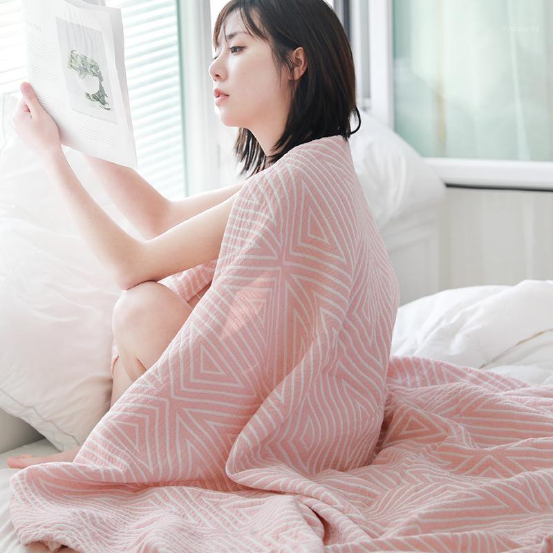 Summer Air-condition Three Layer Gauze Towel Blanket Thin Siesta Stripe Cozy Breathable Blankets for Single Double Bed Sheet1
Summer Air-condition Three Layer Gauze Towel Blanket Thin Siesta Stripe Cozy Breathable Blankets for Single Double Bed Sheet1