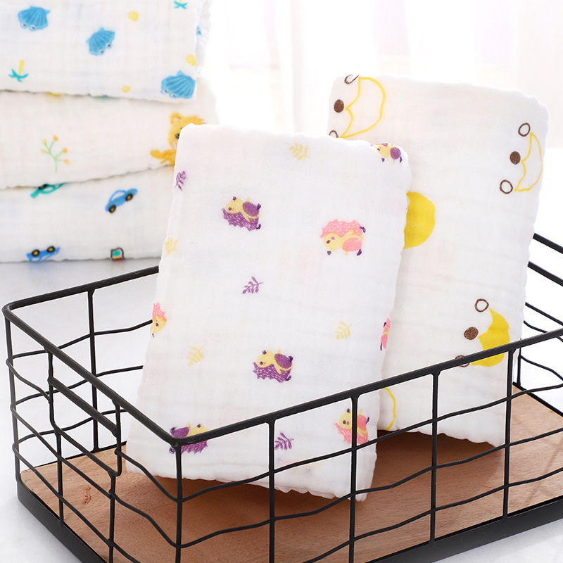 HereNice Newborn Soft Animal Print Blanket Baby Cotton Bath Towel Blankets Kid Muslin Swaddle Wrap Girl Boy Cute Gauze LJ201208