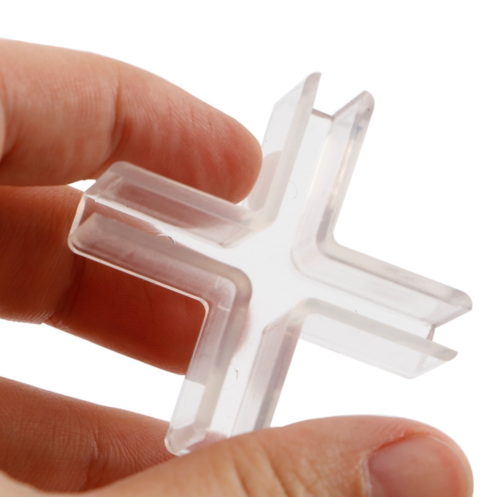 Plastic Cross Square 90 Degree Sleeve Over Paper Box Glass Shelf Connector Clamp Junction
