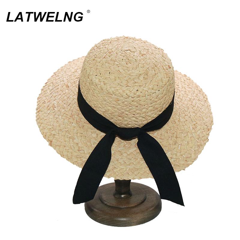 New Women Handmade Raffia Sun Hats fashion Ribbon Bow Beach Hat Summer UV Protective Flat Cap Wholesale Dropshipping, White
New Women Handmade Raffia Sun Hats fashion Ribbon Bow Beach Hat Summer UV Protective Flat Cap Wholesale Dropshipping, White