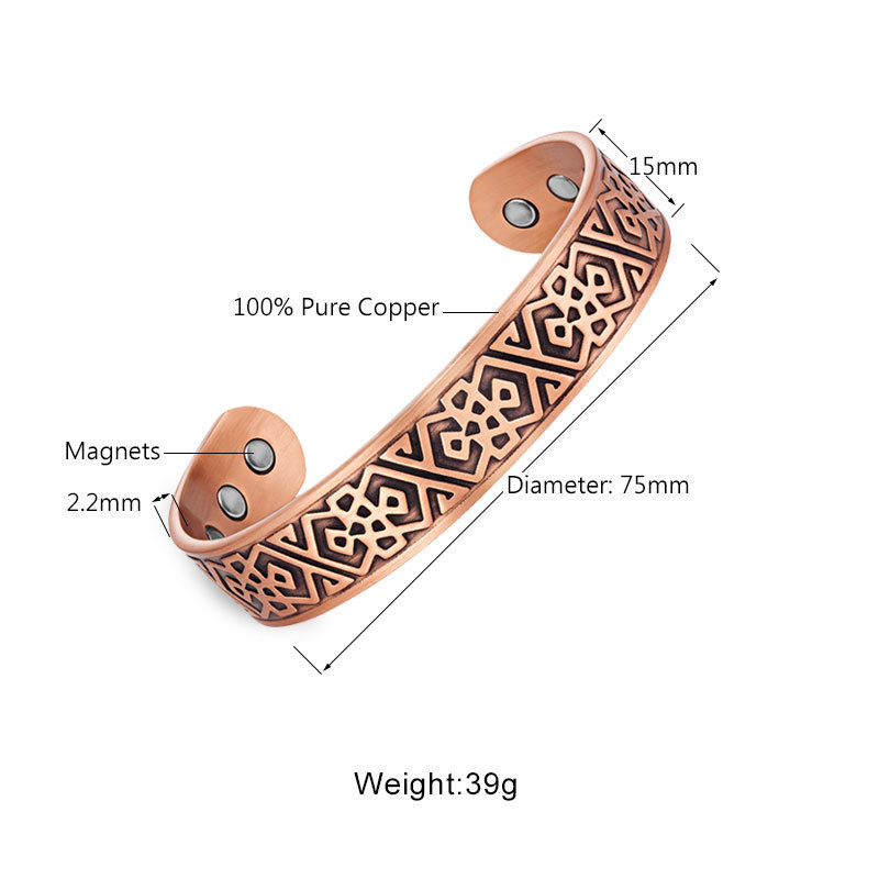 Escalus Men's Pure Copper Jewelry Magnetic Bangle For Men Powerful Bio Fashion Antique Big Wide Bangles & Bracelet For Gift 200928