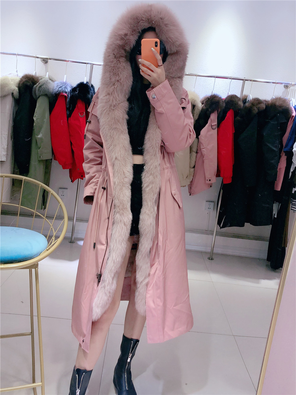 Park With Natural Fur Parka Women Real Fur XLong Female Real Fur Hood parka Female Winter Jacket Female 2020 NEW T200908