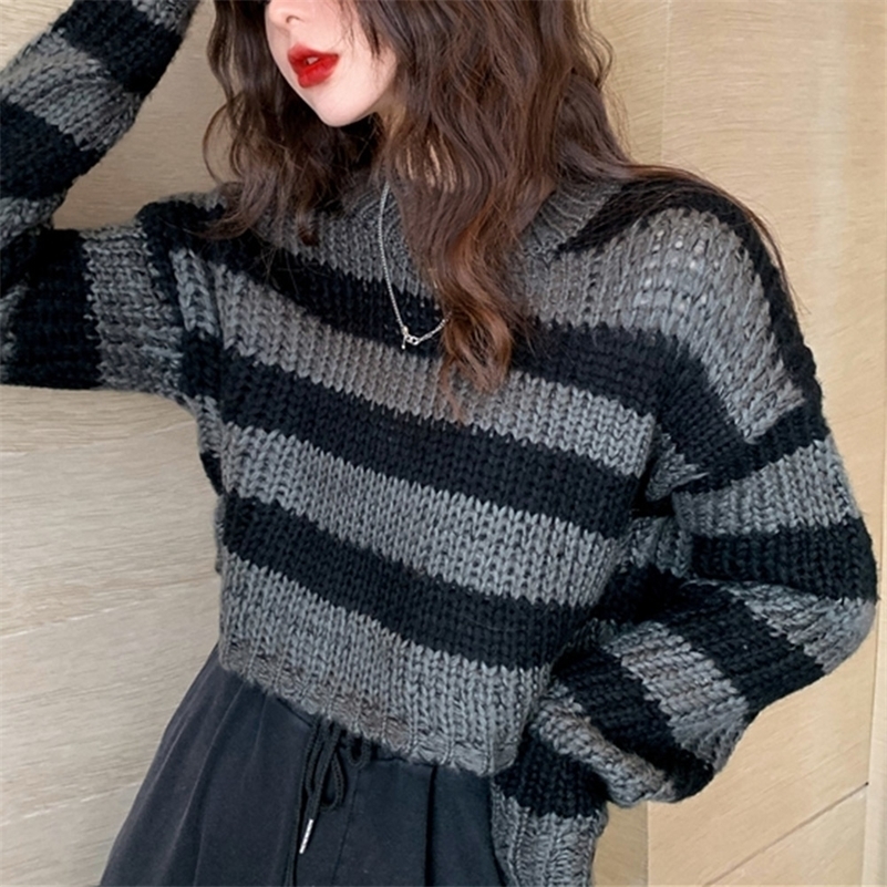 Rosetic Pullovers Striped Short Women Sweater Casual Knitwear Streetwear Jumper Gray Black Gothic Knitted Sweaters Goth 201130, Yellow
Rosetic Pullovers Striped Short Women Sweater Casual Knitwear Streetwear Jumper Gray Black Gothic Knitted Sweaters Goth 201130, Yellow