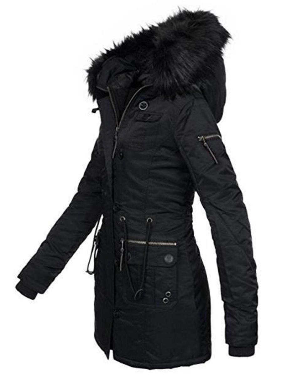 Women Winter Thicken Warm Coat Female Autumn Hooded Cotton Fur Plus Size Basic Jacket Outerwear Slim Long Ladies Chaqueta T200319