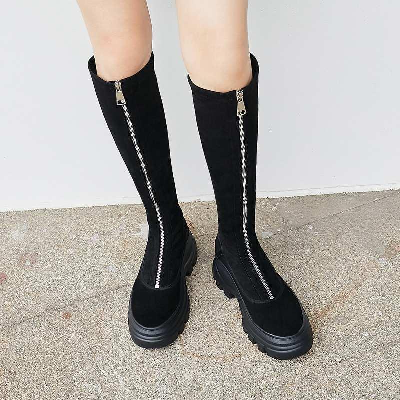 Bottes femme new winter shoes women's riding boots genuine leather round toe thick bottom Zip knight boots botas mujer, Black flock
Bottes femme new winter shoes women's riding boots genuine leather round toe thick bottom Zip knight boots botas mujer, Black flock