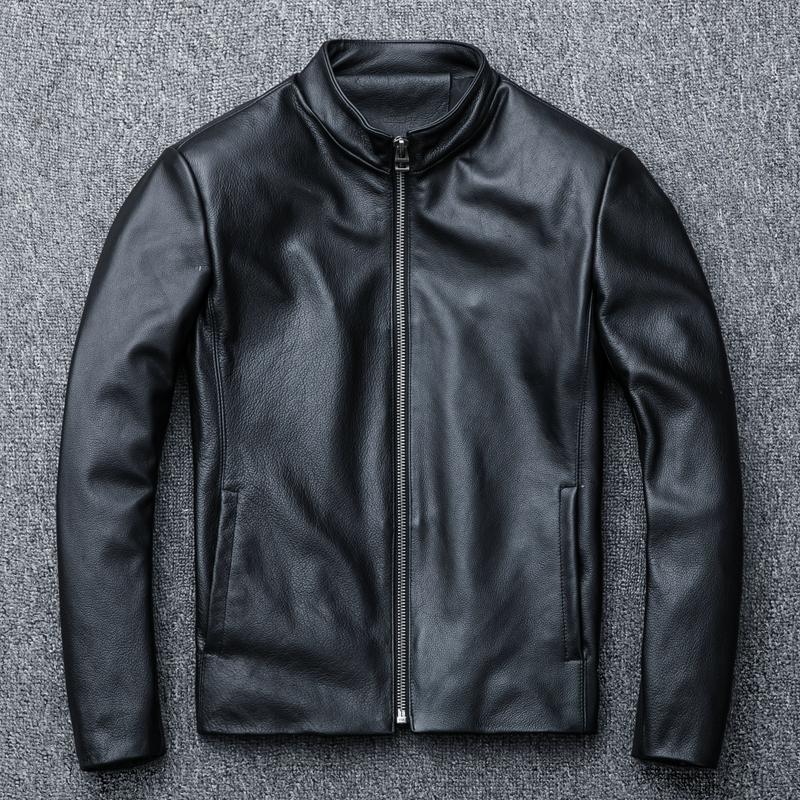 2020 Men's Genuine Cowhide Leather Motorcycle Jacket Male Antumn Winter Stand Collar Zipper Leisure Simple Vintage Biker Coats, Black
2020 Men's Genuine Cowhide Leather Motorcycle Jacket Male Antumn Winter Stand Collar Zipper Leisure Simple Vintage Biker Coats, Black