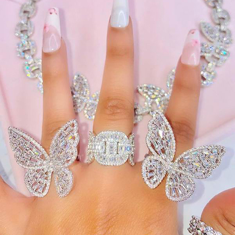 Arrive 5A Cubic Zirconia Iced Out Bling Baguette CZ Engagement Full Band Ring For Women Men Hip Hop Jewelry 220210