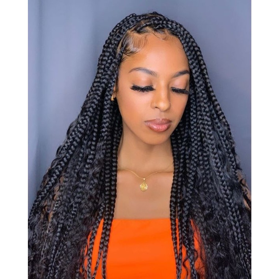 New Hand Braided Wigs for Black Women Synthetic Lace Front Wig with Baby Hair Curly Wavy for Cosplay Wig Women Wigs