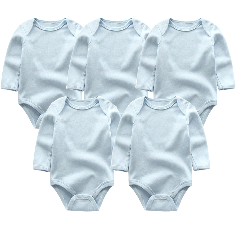 Baby Girl Boys Romper 5pcs/Lots Newborn Sleepsuit Infant Baby Clothes Long Sleeve Solid color Jumpsuits Unisex Baby custome 201127
