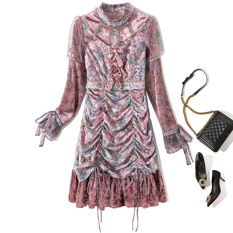2021 Spring Long Sleeve Round Neck Pink Floral Print Velour Ribbon Tie Bow Tulle Panelled Knee-Length Dress Elegant Casual Dresses YJ185905, Black;gray
2021 Spring Long Sleeve Round Neck Pink Floral Print Velour Ribbon Tie Bow Tulle Panelled Knee-Length Dress Elegant Casual Dresses YJ185905, Black;gray