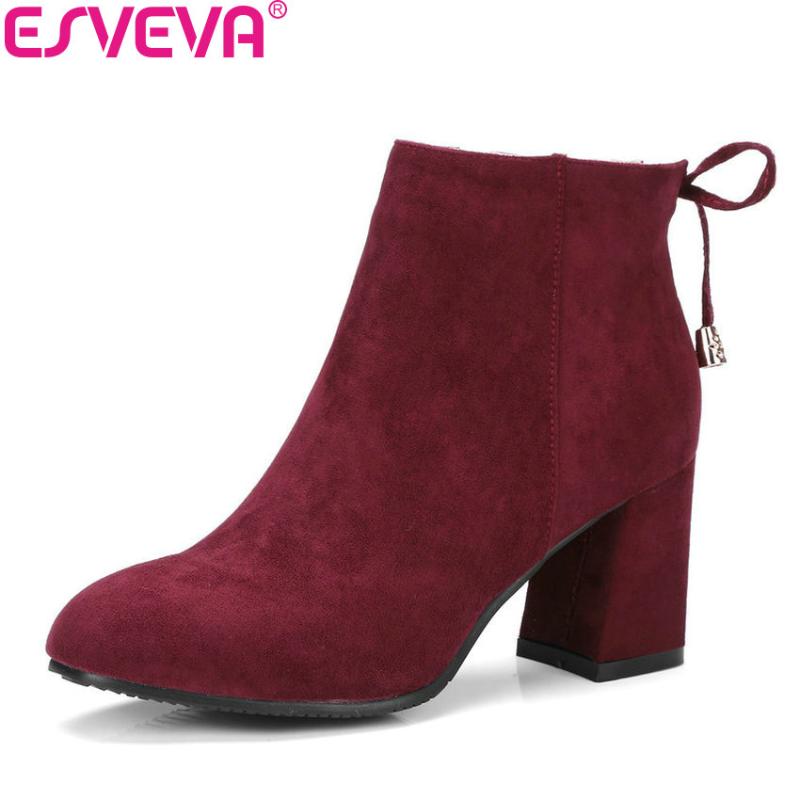 ESVEVA 2020 Short Plush Women Boots Flock Round Toe Square High Heels Autumn Spring Ankle Boots Ladies Solid Size 34-43, Black
ESVEVA 2020 Short Plush Women Boots Flock Round Toe Square High Heels Autumn Spring Ankle Boots Ladies Solid Size 34-43, Black