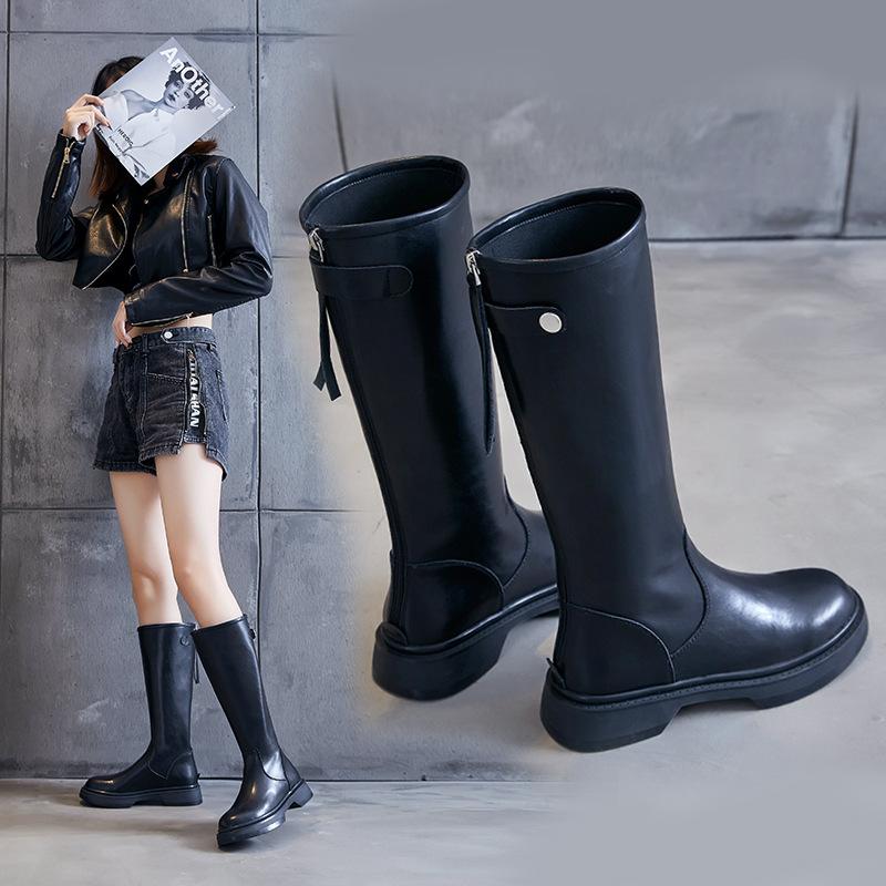 Leather Rider Boots fall 2021 New rear zipper stretch boots with velvet thigh-high, Black
Leather Rider Boots fall 2021 New rear zipper stretch boots with velvet thigh-high, Black