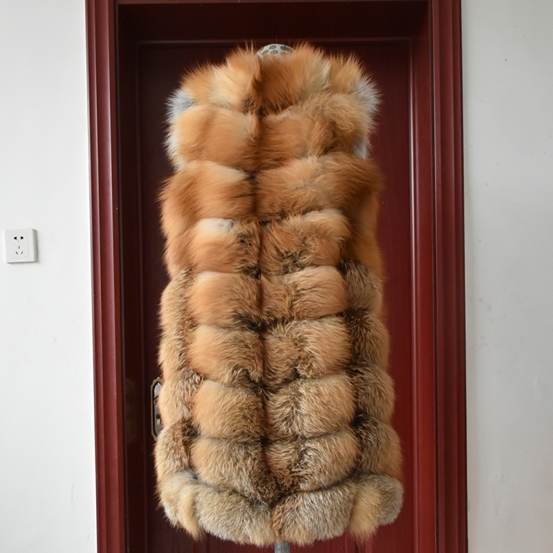 Winter Red Fox Fur Vest Female Real Long Women Red Fox Fur Waistcoat Natural Waistcoat Long Free Shipping 201112