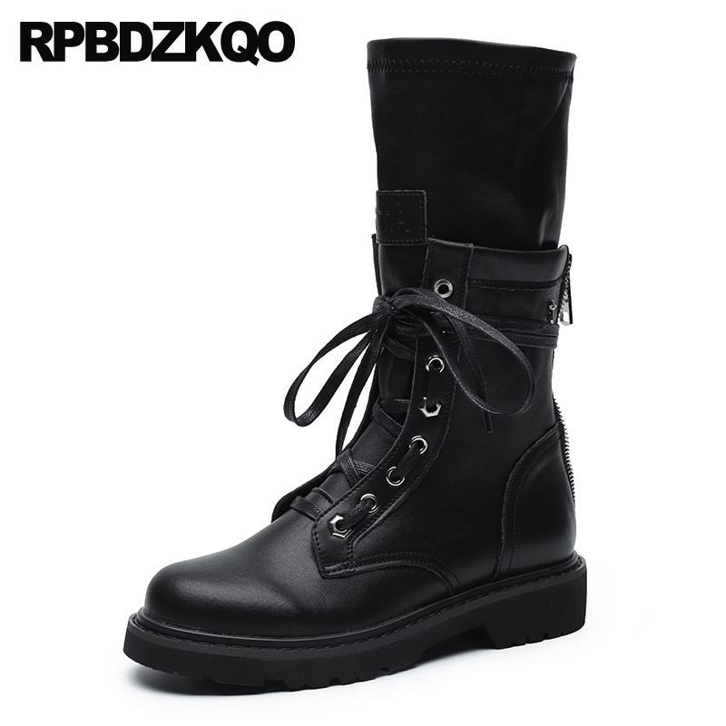 flat black mid calf combat shoes women round toe waterproof european british front lace up casual ankle boots autumn, Black shaft 29cm
flat black mid calf combat shoes women round toe waterproof european british front lace up casual ankle boots autumn, Black shaft 29cm