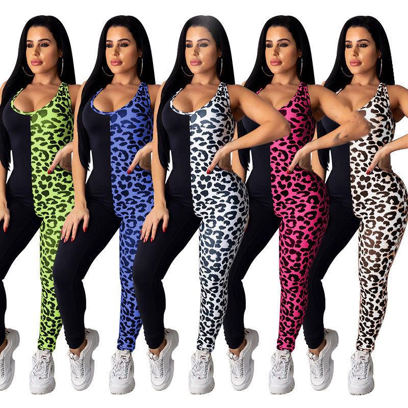 Women Color Block Jumpsuit Sleeveless U-shaped Neck Leopard Print Romper Cross Back Sports Clothes, Khaki
Women Color Block Jumpsuit Sleeveless U-shaped Neck Leopard Print Romper Cross Back Sports Clothes, Khaki