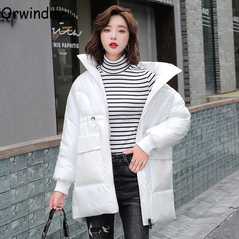 Orwindny Glossy Long Woman Winter Jackets Big Pockets Fashion Padded Clothes Ladies Snow Wear Warm Waterproof Wadded Coat Female 201019