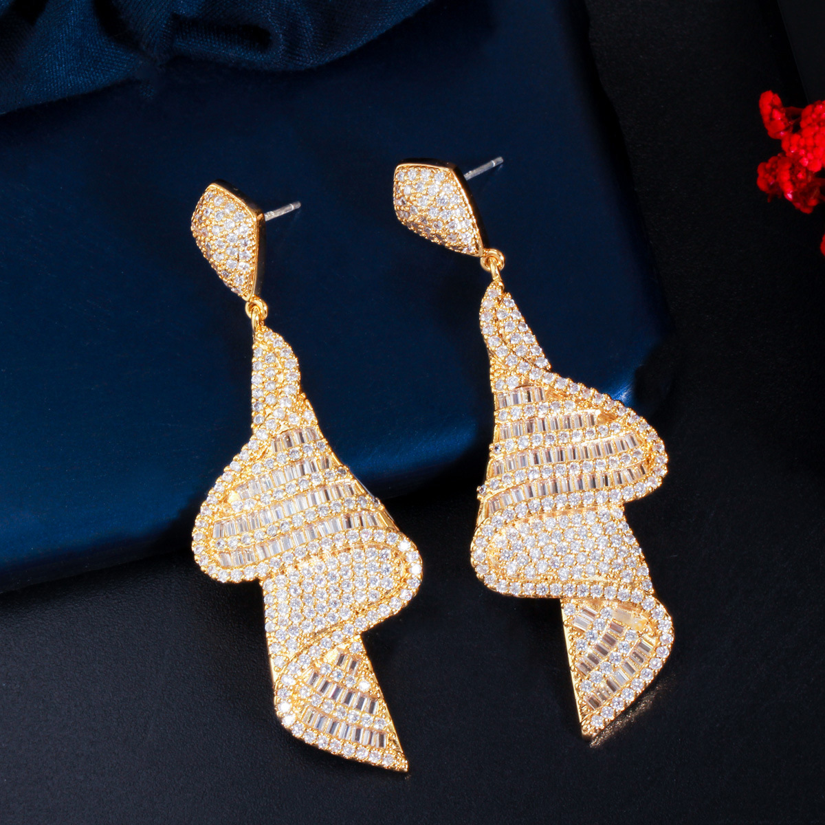 18K Yellow White Gold Plated CZ Earrings for Party Wedding for Girls Women for Pary Wedding Nice Gift