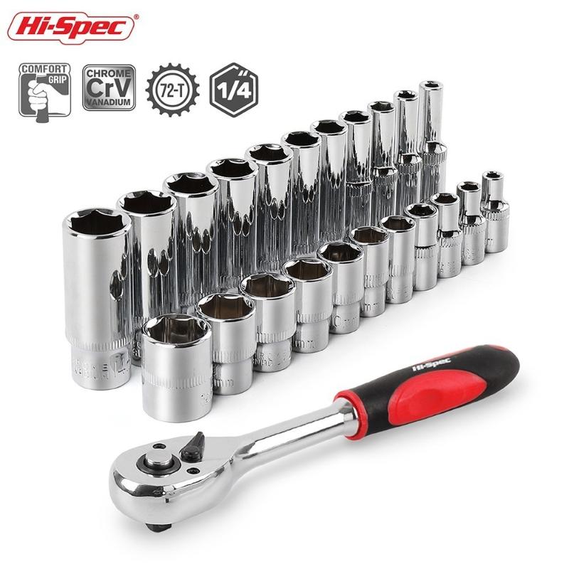 Hi-Spec 12pc 1/4 Socket Wrench Set Tools Ratchet Universal Key Torque Wrench Set 1/4 Hex Socket 4-14mm Deep Adapter
Hi-Spec 12pc 1/4 Socket Wrench Set Tools Ratchet Universal Key Torque Wrench Set 1/4 Hex Socket 4-14mm Deep Adapter