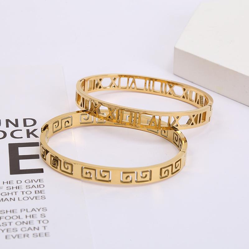 Bangle Roman Hollow Titanium Steel Bracelet Ladies Wholesale Bracelets Accessories Stainless
Bangle Roman Hollow Titanium Steel Bracelet Ladies Wholesale Bracelets Accessories Stainless