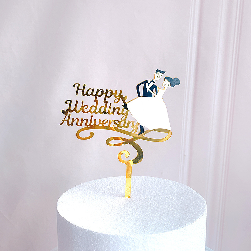 Color Printing Flowers Acrylic Cake Insertion Birthday Wedding Happy Cake Decoration(The logistics price Pls Contact us)