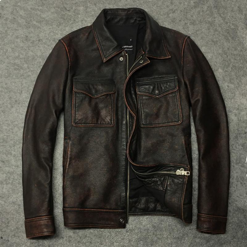 2020 Retro Genuine Leather Jacket Men Short Cowhide Autumn Coat Real Cow Leather Jackets Motorcycle Deri Ceket 1299-8 KJ2274, Black
2020 Retro Genuine Leather Jacket Men Short Cowhide Autumn Coat Real Cow Leather Jackets Motorcycle Deri Ceket 1299-8 KJ2274, Black