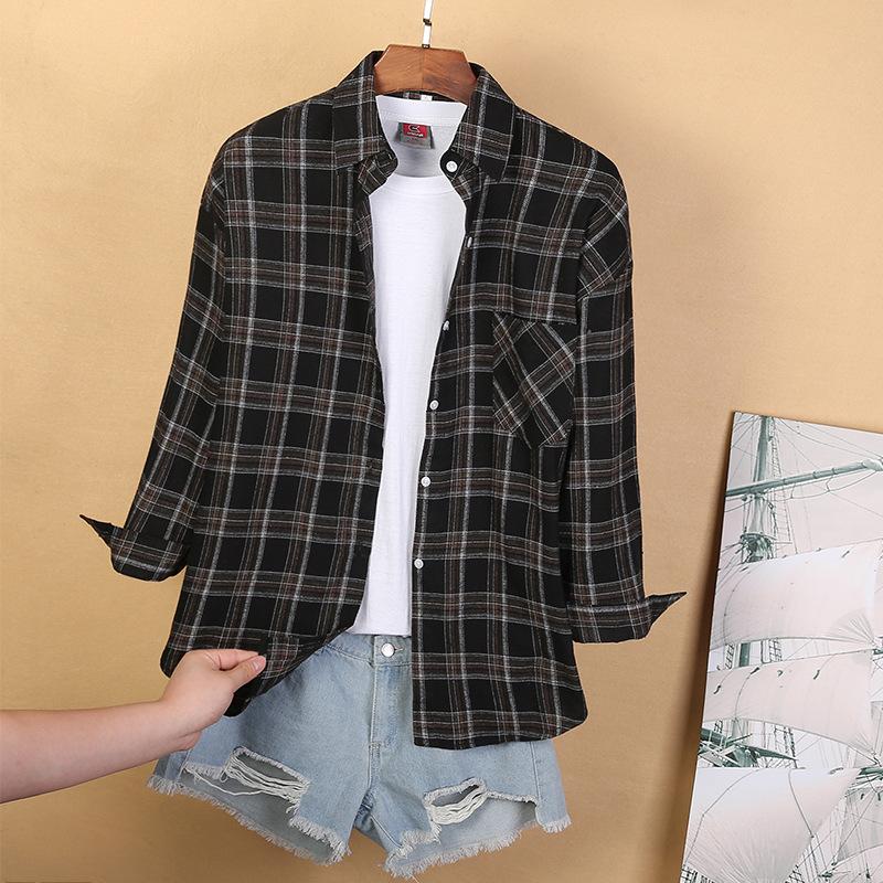 Shirt 2020 spring and autumn new early autumn top light ripe Plaid Shirt women's loose Korean casual top, Black
Shirt 2020 spring and autumn new early autumn top light ripe Plaid Shirt women's loose Korean casual top, Black