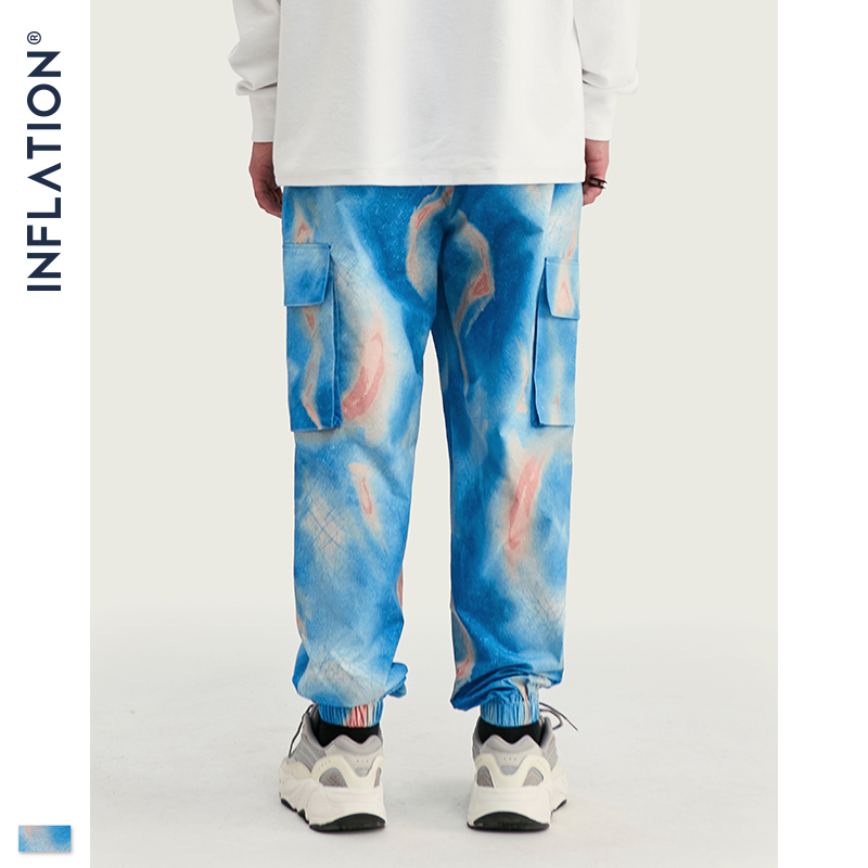 INFLATION FW Men Die Dye Jogger Pants Loose Fit Men Autumn Jogger Pants Elastic Waist Men Streetwear Tie Dye Pants 201109