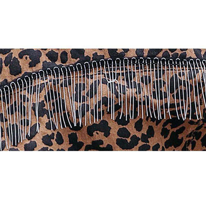 Vintage Leopard Print Jean Jacket Women tassel bat Long Sleeve Bomber Jackets Casual Spring Autumn Loose Short Denim Coat 201017