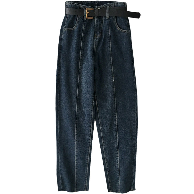 Fashion Jeans women Autumn Women's High Waist Allmatch Casual StraightLeg Jeans Pants Belt Included Vintage denim pants 201105