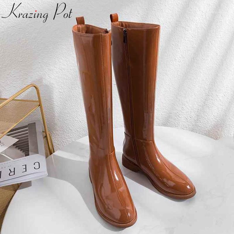 krazing pot Korean style simple bright leathe boots round toe med heels side Zipper women basic keep warm thigh high boots L051, Beige
krazing pot Korean style simple bright leathe boots round toe med heels side Zipper women basic keep warm thigh high boots L051, Beige