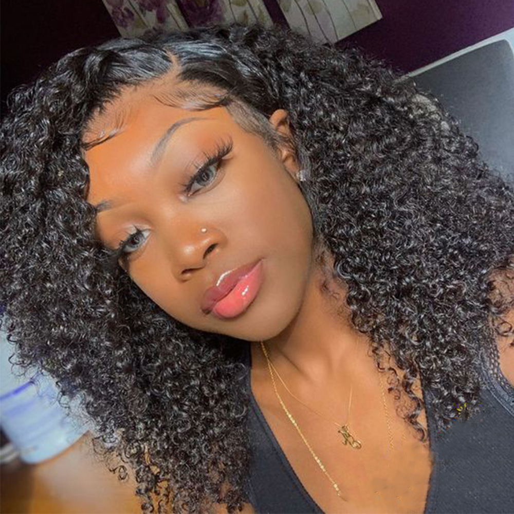 Free part short bob Afro Kinky Curly brazilian Wigs 13x4 Lace Front synthetic Wig For Black Women Pre Plucked