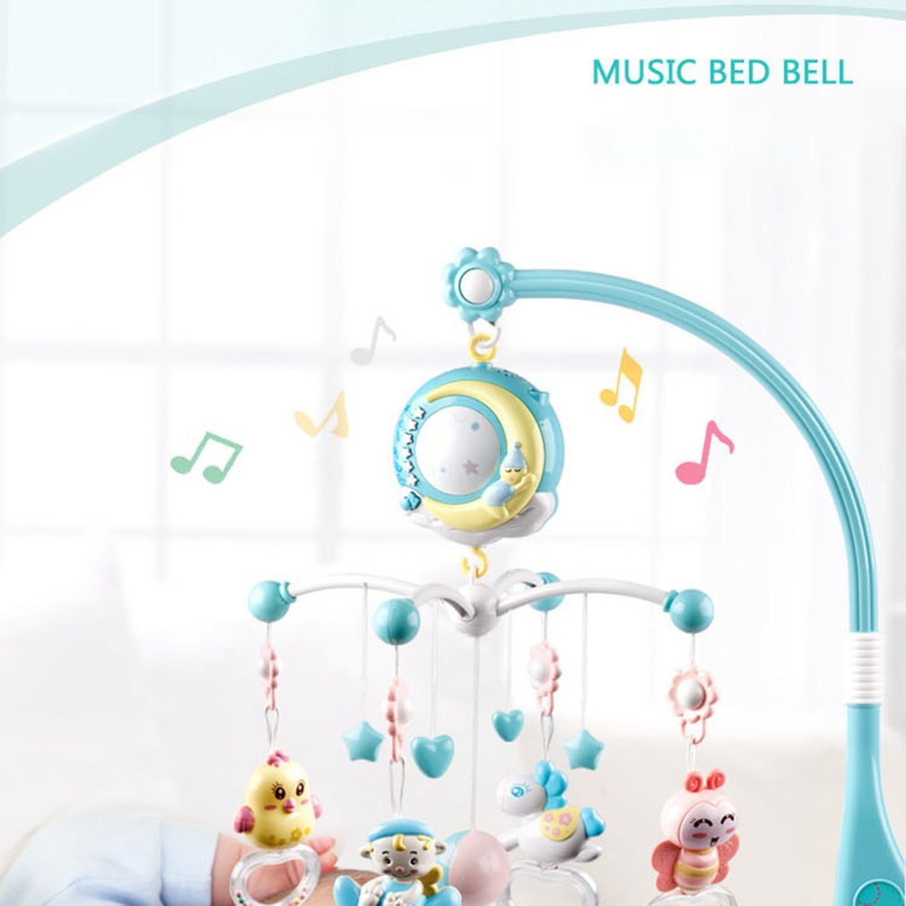 Baby Rattles Crib Mobiles Toy Holder Rotating Mobile Bed Bell Musical Box Projection 0-18 Months Newborn Infant Baby Boy Toys 201224