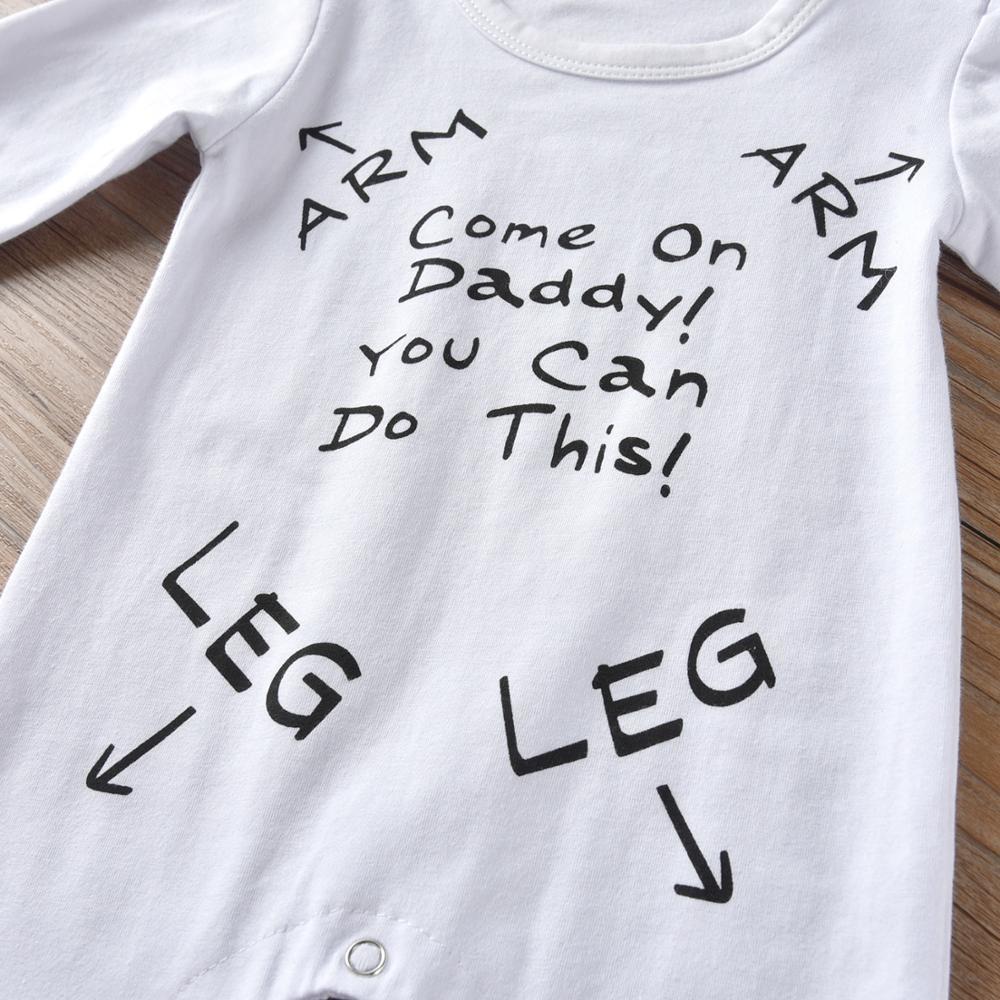 Newborn Baby Boys Girls Romper Long Sleeve Letter Come On Daddy!You Can Do This! Jumpsuit Pajamas Infant Clothing Baby Clothes 201027