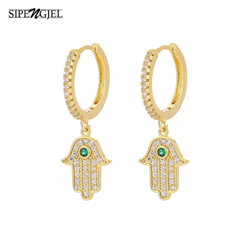 New Fashion Cubic Zircon hand pendant Earrings good quality green eye hoop earrings For Women wedding Jewelry 2020 trend
New Fashion Cubic Zircon hand pendant Earrings good quality green eye hoop earrings For Women wedding Jewelry 2020 trend