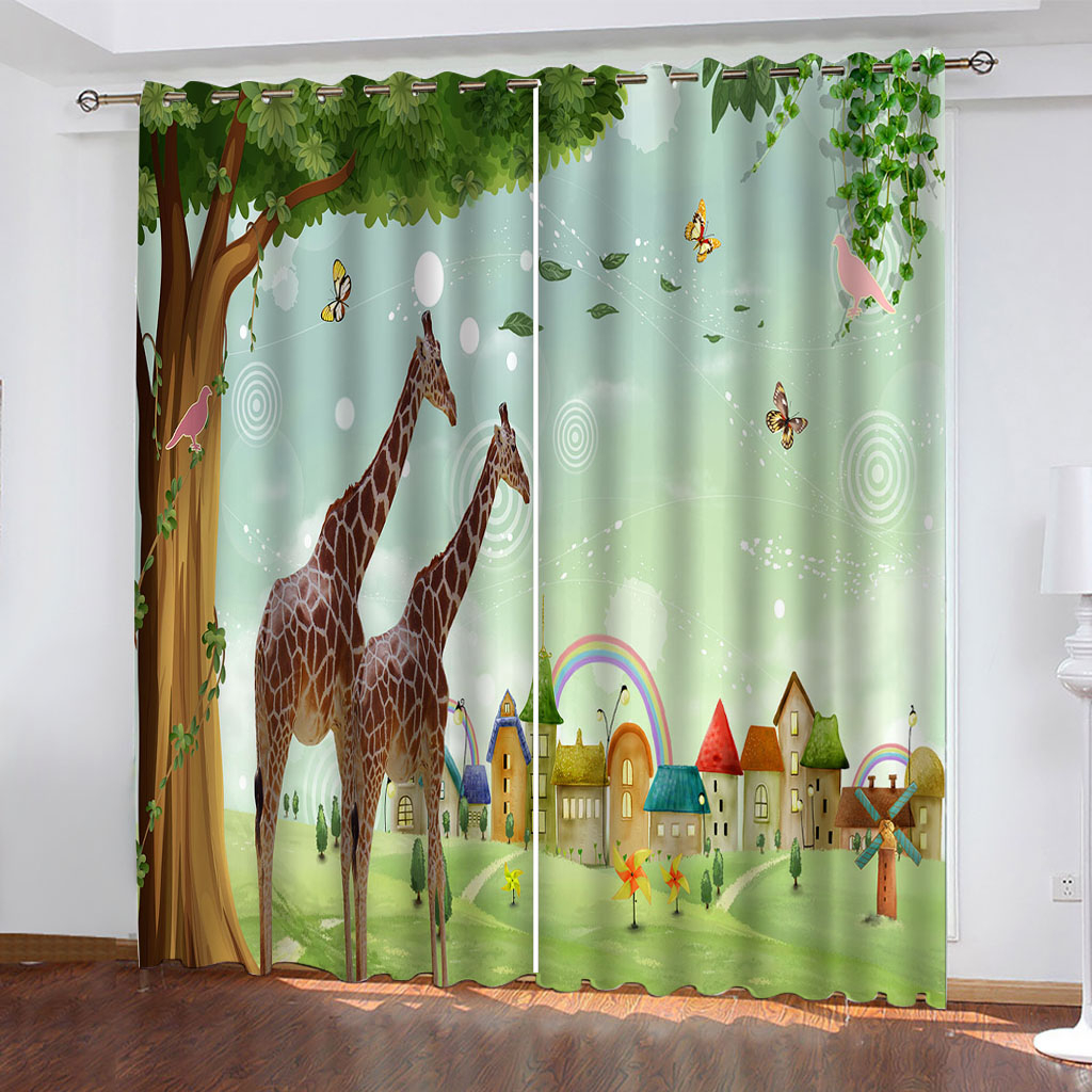 

3D Blackout Curtains For Living room Bedding room Drapes Cotinas para sala cartoon kids curtains, Green