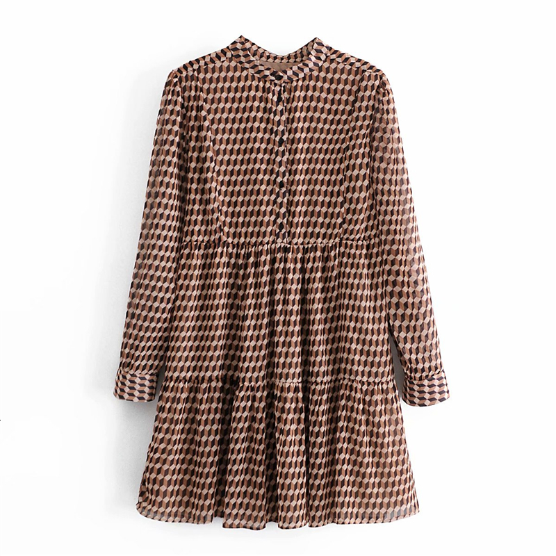 2021 New Women O-neck Button Es Fashion Ladies Lozenge Plaid Mini Streetwear Female Chic Patchwork Vestidos Zv7w, Brown
2021 New Women O-neck Button Es Fashion Ladies Lozenge Plaid Mini Streetwear Female Chic Patchwork Vestidos Zv7w, Brown
