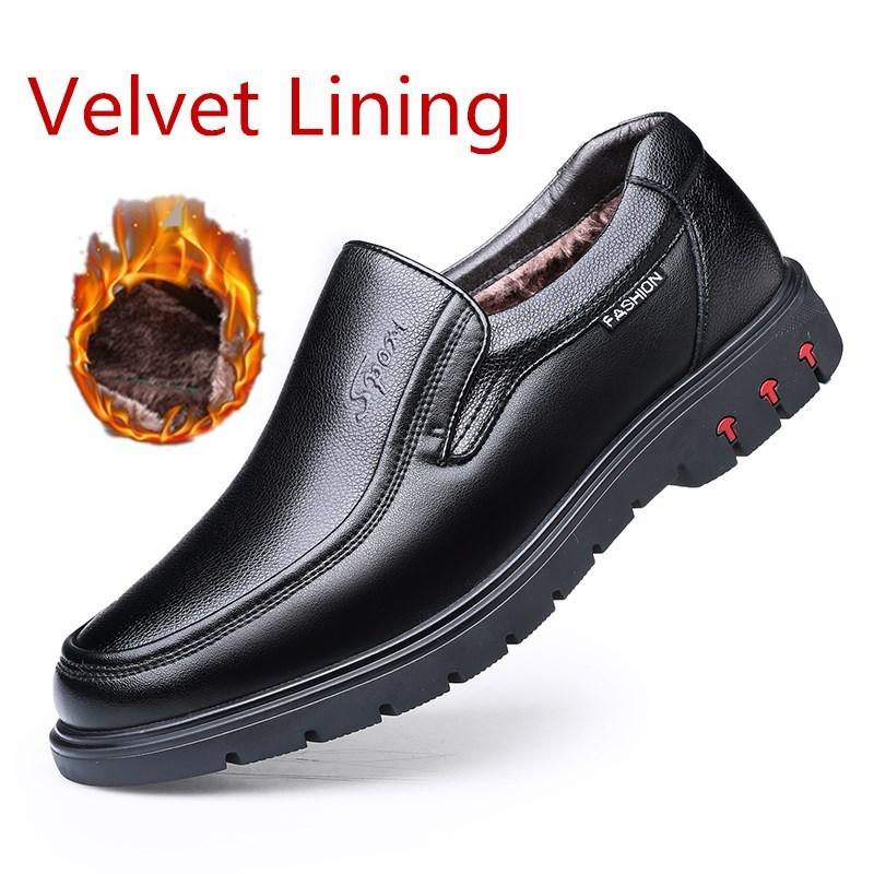 Men's Genuine Leather Formal Shoes Slip-on shoes Casual Flats Wear-resistant Comfortable Plus Velvet Warm mens, Black(velvet lining)
Men's Genuine Leather Formal Shoes Slip-on shoes Casual Flats Wear-resistant Comfortable Plus Velvet Warm mens, Black(velvet lining)