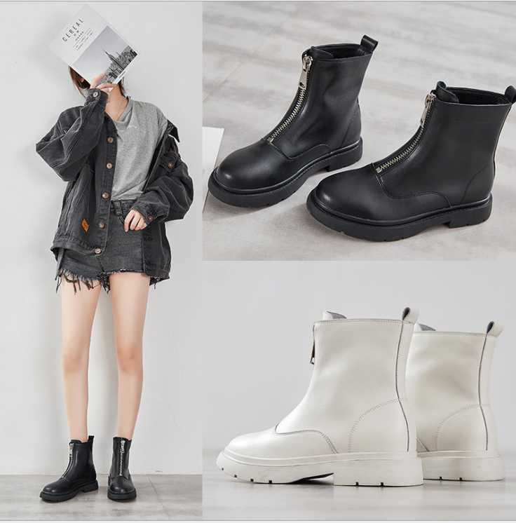 A-04!Leather Front Zipper Short Boots Female Net Red Thin Spring And Summer Wild In The Tub, Black
A-04!Leather Front Zipper Short Boots Female Net Red Thin Spring And Summer Wild In The Tub, Black