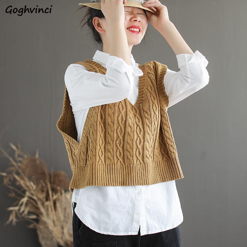V-Neck Sweater Vests Womens Vintage Plus Size 3XL Loose All-match Simple Solid Retro Knitwear Twist Daily Basic Teens Chic Tops, Beige
V-Neck Sweater Vests Womens Vintage Plus Size 3XL Loose All-match Simple Solid Retro Knitwear Twist Daily Basic Teens Chic Tops, Beige
