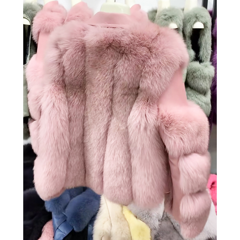 Leiouna Full Fox Fur Winter New Fashion Grass Short Zipper Jacket Female Stitching Model One Fur Women's Parkas Overcoats 201110