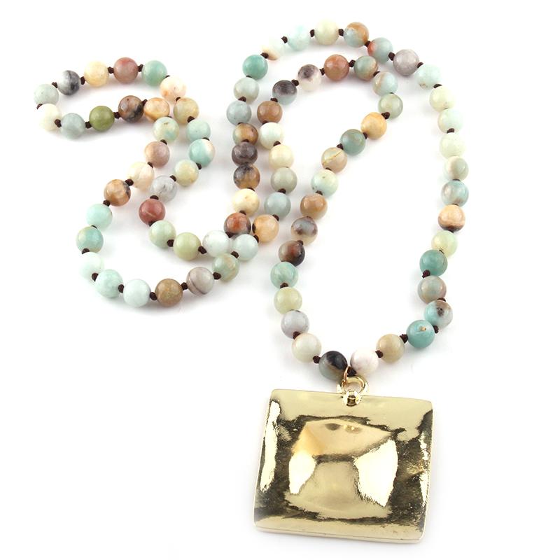 Fashion Bohemian Tribal Jewelry Stone Knotte long Knotted Metal Pendant Necklace
Fashion Bohemian Tribal Jewelry Stone Knotte long Knotted Metal Pendant Necklace