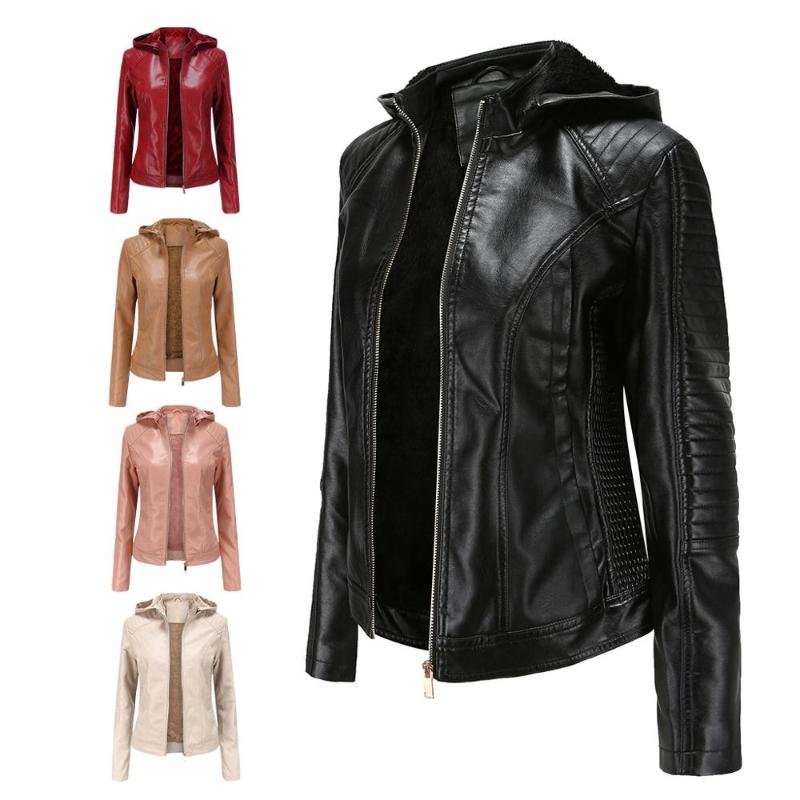 Women' Jackets Womens Faux Leather Jacket Motorcycle Plush Coat Autumn And Winter Short Outwear For Biker With Hooded, Black
Women' Jackets Womens Faux Leather Jacket Motorcycle Plush Coat Autumn And Winter Short Outwear For Biker With Hooded, Black
