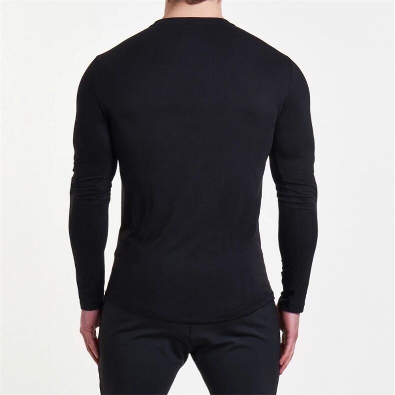 Plain Cotton Fitness Long Sleeve T Shirt Men Spring Autumn Slim Fit T-Shirt Man O-neck Tee Shirt Gym Bodybuilding Tshirt 201203