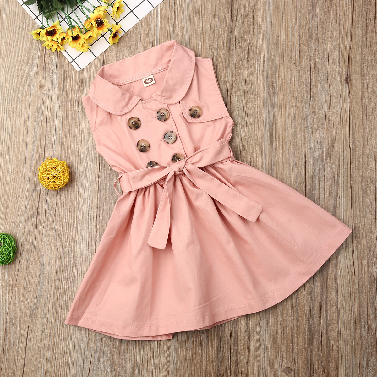 2020 Spring Cotton Baby Toddlers Kids Girl Solid Dress Sleeveless Casual Dresses Party Clothes New Years Gift 12 3 4 5 6 YearsX1019