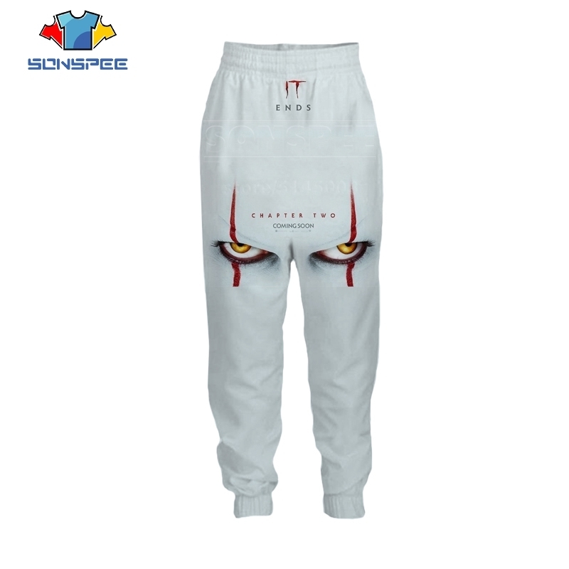 It Chapter Two Pants Men Women 3D Print Horror Movie Pennywise Hip Hop Streetwear Sports Fitness Fashion Elastic Trousers C063 201128