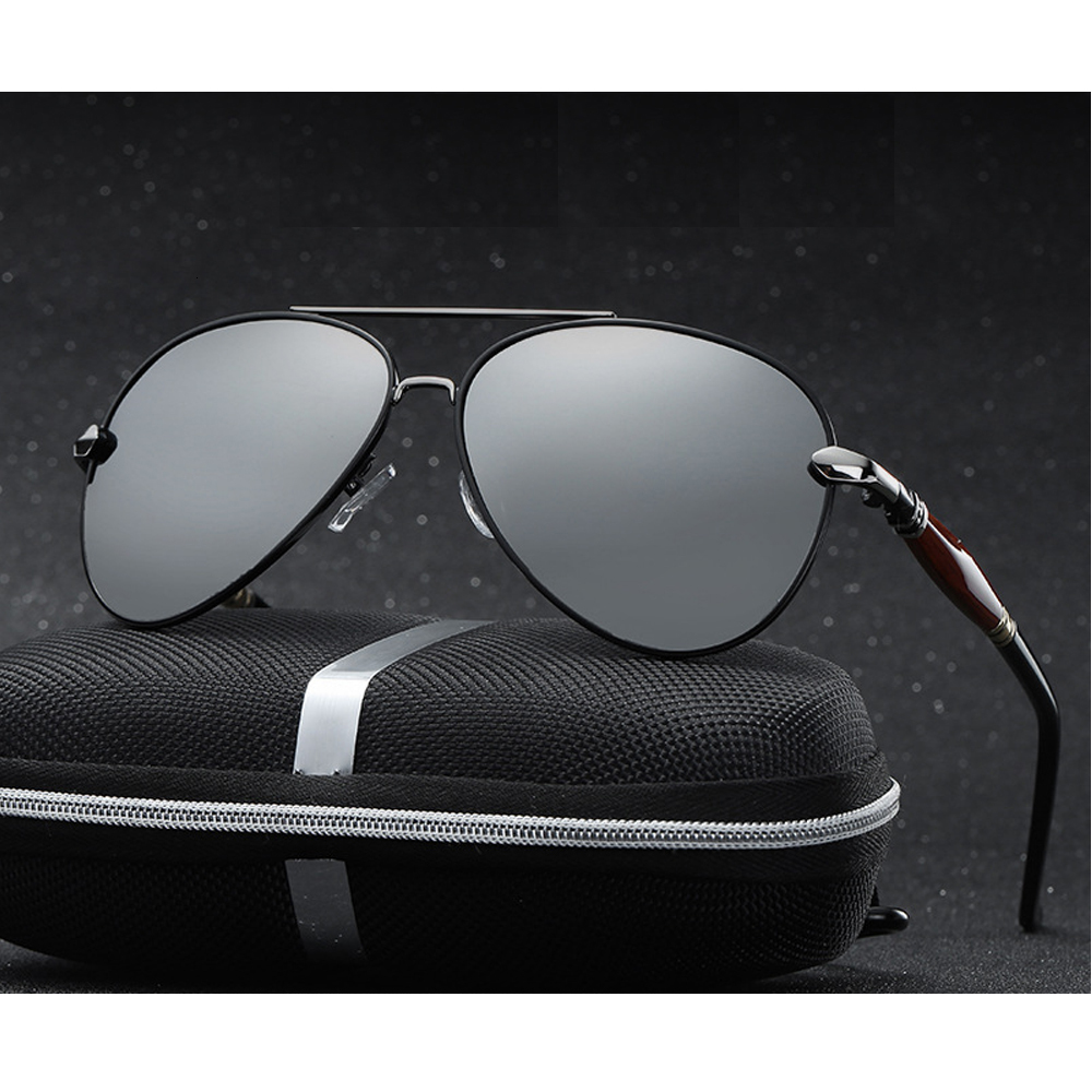 2021 New Man Polarized Sunglasses Silver Metal Frame Uv400 Mirror Lens Glasses with Box Size:62-51-136mm Cmst
