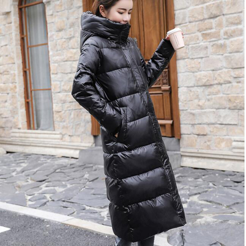 Winter Long Down Coat Women Thick Hooded Winter Zipper Plus Size Windproof Snow Outwear 90% White Duck Down Warm Jacket T200107