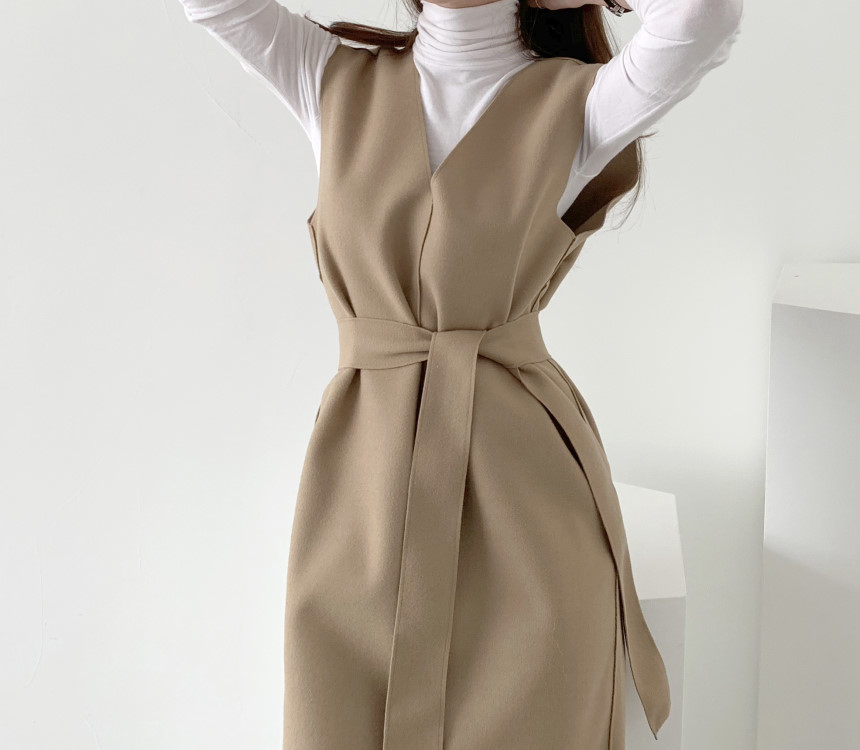 Colorfaith Autumn Spring Women Dresses Sashes Solid Split Straight Knitting Warm Sweater Elegant Office Ladies DR7199 201030