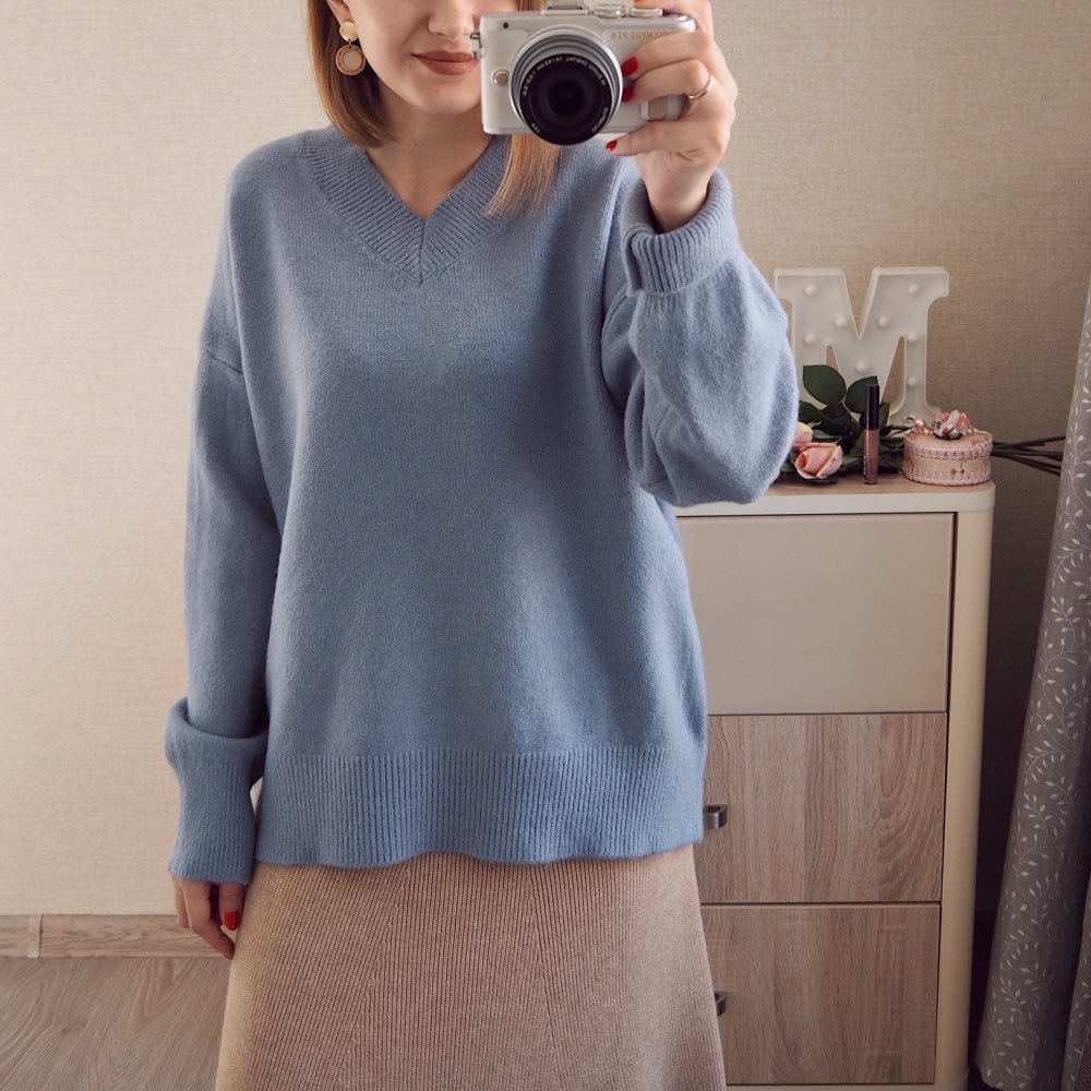 V-neck Knitted Sweater Women Loose Oversize Winter Pullover Female Sweater Plus Size Long Sleeve Women Tops Pull Femme 201111wtt